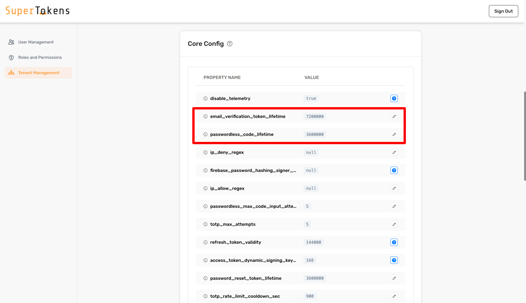 Custom tenant config